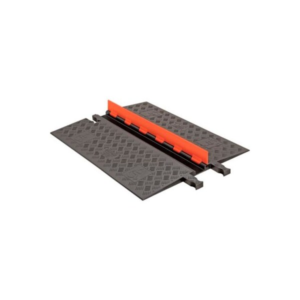 Cable Ramp, 1-1/4 in H, 39-3/4 in L, 28-1/2 in W, 1 Channel, Polyurethane, Black, Orange